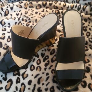 Nine West Black Wedge Sandals